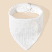 4pcs/Set Baby Bibs, 100% Cotton Soft & Breathable, Suitable For Newborns, Solid Colors, Unisex - White - View 5
