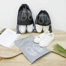 10 个装带透明窗口的涤纶鞋袋 - 透气防尘旅行鞋收纳袋，用于行李打包和储存保护