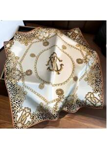 1 Peça Bandana Feminina Estampa de Corrente Retrô Multicolorida, Lenço Versátil, Adequado para Viagem, Festa e Lenço Elegante, Faixa de Cabeça, Lenço Quadrado