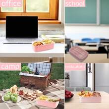 1 pezzo Lunch Box rosa con posate (aggiornamento rimovibile), Bento Box da 1400ml per bambini e adulti con 3 scomparti, Lunch Box adatto al microonde per lavoro, picnic, ufficio, conservazione degli alimenti, campeggio, ritorno a scuola, regalo di Natale