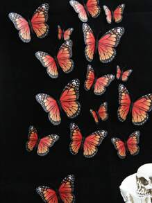 24pcs/48pcs Monarch Butterfly Wall Decor, 3D Realistic Simulation Orange Butterfly Decorations For Halloween Party Gifts Birthday Graduation