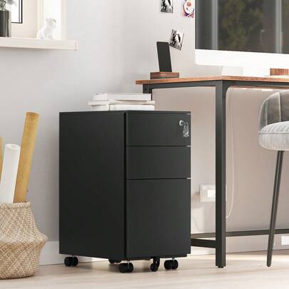 SONGMICS Mobile File Cabinet, Office Cabinet With Wheels And Lock, For A4, Legal, Letter Sized Documents, Hanging File Folders