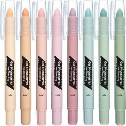 8pcs Gel Highlighters, Pastel/Earthy Tone Colors, No Bleed Through Gel Highlighters, All Paper Highlighters, Gel Highlighter Pen For Journaling,School Supplies,Back To School