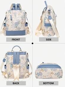 Anti-Theft PU Leather Printed Backpack, Women's Wallet, Multifunctional Fashion Daily Bag, Multi-Pocket Lightweight Travel Bag, Large Capacity Minimalist Backpack, Convenient Backpack, Suitable For Students, Nurses, Teachers, Business People, Travel, Commuting, Shopping, Office, Dating, Hiking, Training, Work, Birthday Gift, Holiday Gift, Backpack - Multicolor - View 7