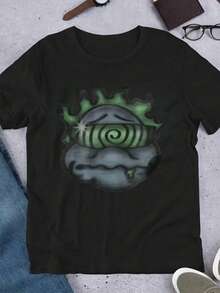 1pcs Hypnotic Spiral Men's Funny TShirts   Graphic Tees 100% Pure Cotton Ideal Choice For Casual Wear - 黑色 - 查看 1