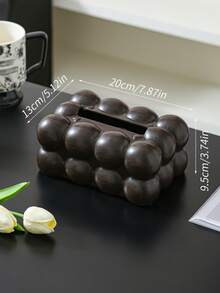 1pc Elegant Walnut Veneer Tissue Box, Faux Wood Grain Design - Multicolor - View 11