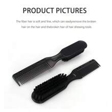 Peigne multifonctionnel pour hommes, brosse à cheveux pour hommes, outils et accessoires capillaires pour hommes, peigne convenant aux hommes. Une brosse à double usage pour la coiffure et la mise en forme de la barbe, avec un design de peigne et de brosse. Un peigne à double usage pour coiffer les cheveux naturels et les sourcils. Outils capillaires, produits capillaires et accessoires pour les essentiels de voyage de salon de coiffure. Outil de mise en forme de la barbe pour hommes, peigne à texture de brosse, outil de coupe de cheveux, peut prendre soin de la barbe et peigner les cheveux