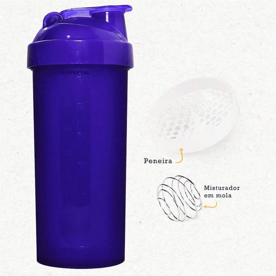 Shaker 700 Ml Whey + Spring + Strainer - Academia Treino - Purple - View 1
