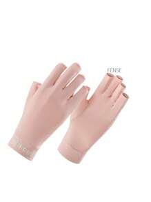 1pc UV Protection Half Finger Gloves, Solid Color Nail Polish Elastic Quick-Dry Sun-Shielding Gloves For Outdoor Sports In Summer
