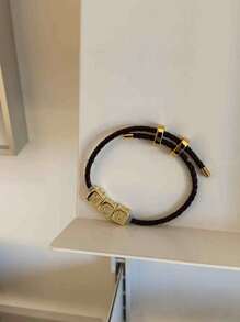 Pulseira de dados com letras do alfabeto personalizável, 1 peça, nome personalizado retrô, pulseira inicial de aço inoxidável MAMA, presente ideal para namorada, mãe, família, amiga, filha, aniversário, dia dos namorados, dia das mães, aniversário, formatura, uso diário, casamento, festa
