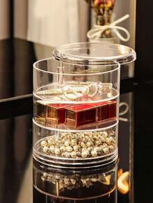 1pc Children's Multi-Layer Rotatable Hair Accessory Storage Box, Transparent Anti-Oxidation Hair Tie & Clips Organizer For Girls