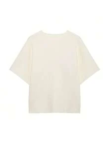 DEEKA欧美风女装夏季毕业百搭简约横针织短袖V领运动针织上衣 - 杏色 - 查看 8