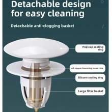 Explosive Pressure Type Basin Drain, Fast Drainage, Anti Clogging, Essential For Lazy People, Kitchen And Bathroom Universal Washbasin, Pressure Drainage Plug, Anti Odor And Insect Proof, No Installation Required, Replace Old Style Jumping Drain Back To School