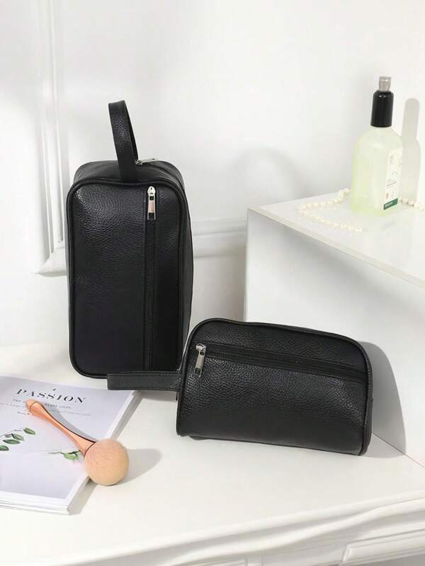 1pc Solid Color Unisex Storage Bag, Business Travel Toiletry Bag, Men's Handbag, Clutch Bag, Wristlet Bag, Large Capacity Tool Bag, Outdoor Portable Personal Item Organizer
