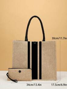 Große Kapazität, modisch und vielseitig, einfache einfarbige Handtasche mit Kosmetiktasche, geeignet für tägliches Einkaufen