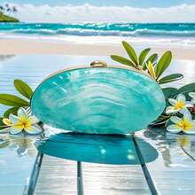 2025 New Fashion Acrylic Women's Evening Bag, Party Metal Clip Handbag, Shoulder Bag, Crossbody Bag, Chain Strap Purse, Formal Dress Bag, Wedding Bag - Baby Blue - View 10