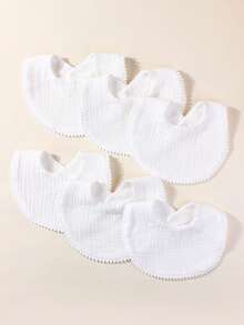 6pcs/Set White Cotton Muslin Baby Drool Bibs, Soft & Cute For Daily Use - Multicolor - View 7