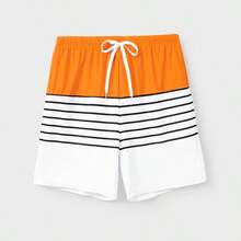 Pantalones cortos de natación con cordón naranja a juego para la familia o Traje de baño de una pieza naranja con tirantes - Naranja - Ver 4