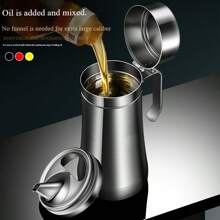 1 pièce Pot à huile et distributeur d'assaisonnement en acier inoxydable - Outil de cuisine pour condiments facile à nettoyer (bouteille incluse)