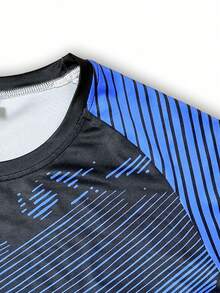 Men's Three-Piece Camouflage Compression Set - Long Sleeve T-Shirt Sports Pocket Shorts Tight Trousers With - Soft And Comfortable Fabric - A Must-Have For Outdoor Sports, Fitness, Running, Cycling - 藍色 - 查看 4