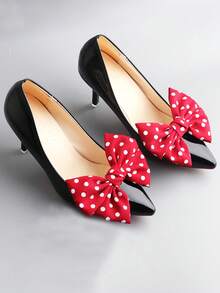 2 pezzi Fermagli a fiocco in tessuto a pois rossi, decorazioni rimovibili per scarpe adatte a stivali, vestiti, fai da te