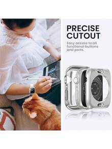 1个银色男女通用时尚360度全方位保护壳，防摔二合一超薄钢化玻璃屏幕保护膜，防水表壳，兼容 40/41/42/44/45/46/49mm，适用于Ultra/SE/11/10/9/8/7/6/5/4系列。 - 銀色 - 查看 8