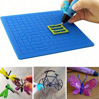 3Dmate Base - 3D Pen Mat - 3D Pen Accessories And Template Compatible - 3D Pen Silicone Drawing Board - 3D Toy Auxiliary Board - 3D Pen Basic Graphic Drawing Board Silicone Tracing Pad