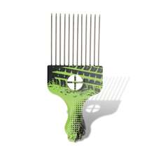 Metal Hair Pick, Hair Styling Pick Comb For Women Men, 6.69"X2.95" - 綠黑色 - 查看 1