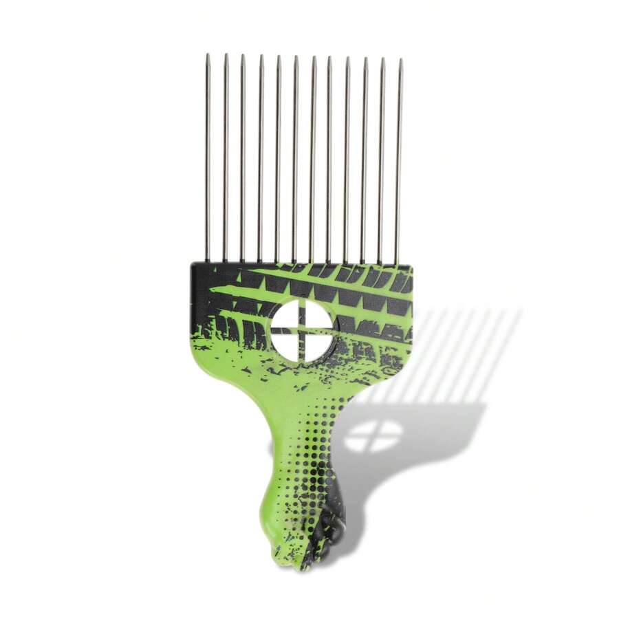 Metal Hair Pick, Hair Styling Pick Comb For Women Men, 6.69"X2.95" - 綠黑色 - 查看 1