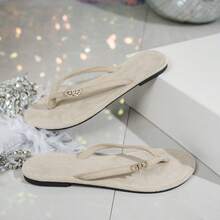 Sandalias tipo chanclas planas, elegantes, simples y cómodas para mujer, apropiadas para uso casual, de viaje y en el hogar