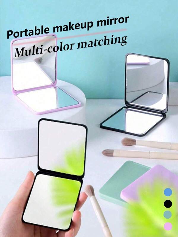 1pc Simple Bathroom Makeup Mirror, Portable Desktop Vanity Mirror, Office Desk Stand Mirror, Handheld Cosmetic Mirror, Adjustable Tabletop Mirror, Student Dormitory Dressing Table Mirror, Home Decoration, Room Decoration, Bathroom Accessory Valentine DAY, Bathroom Accessories Back To School