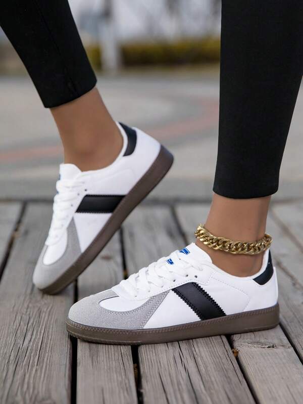 Women's Plus Size Trainers Sneakers, Size 35-43, Athletic Shoes, Lace-Up Flat Casual Shoes, Versatile Indoor Training Shoes