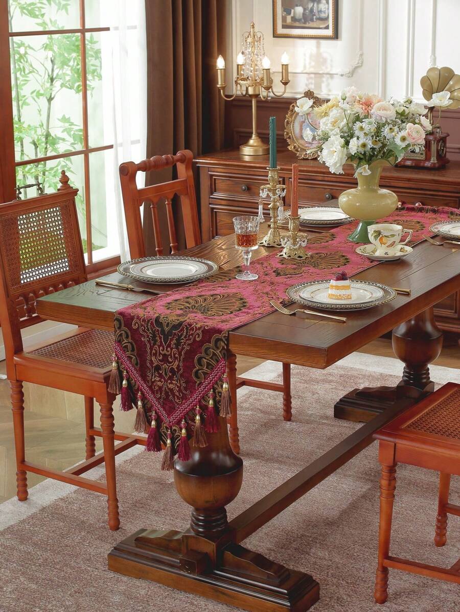 1 块米色咖啡桌布，适用于控制台桌、电视柜、橱柜、入口通道、极简主义和复古风格