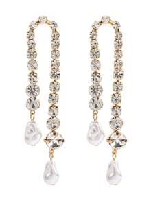 小众流苏耳环时尚简约水钻珍珠耳环设计感配饰宴会珠宝