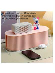 Desktop Power Socket Storage Box Multi Outlet Socket Organizer - Pink - View 7