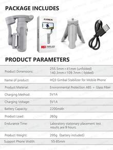 AXNEN 3-Axis Foldable Smartphone Handheld Gimbal Stabilizer For Vlog Video Recording - Grey - View 11