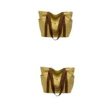 1 pièce/2 pièces Grand sac fourre-tout en canevas, sac à bandoulière avec plusieurs poches, sac de course réutilisable, facile à transporter avec une poignée confortable, pour un usage quotidien et comme cadeau. Sac à main portable pour l'école, le travail et les courses