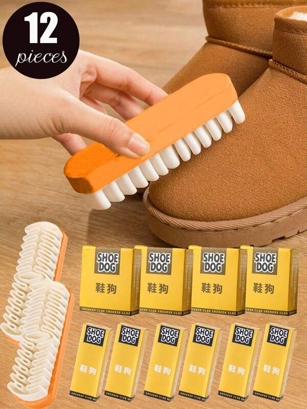 12 Pieces/10 Pieces/4 Pieces/3 Pieces/2 Pieces Of Synthetic Suede Leather Upper, Countertop Fabric, Synthetic Suede Rubber Shoe Eraser Combination Set, Shoe Eraser Brush Combination Set, Various Sizes And Quantities, Imitation Suede Leather Upper Cleaner