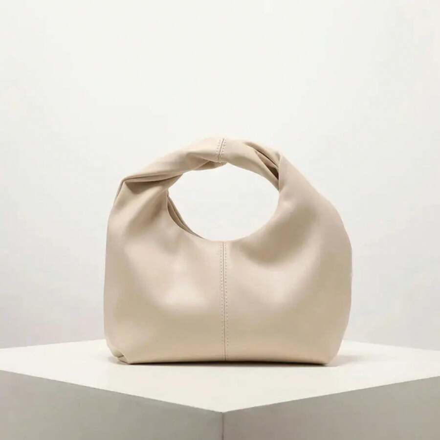 Stylish Twist Square Bag, Solid Color Top Clutch Bag, Simple And Versatile Commut