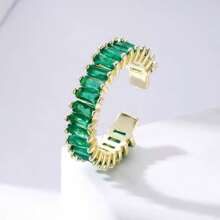1 anel aberto com pedra de zircônia banhada a ouro 18K, elegante, simples e charmoso, presente para uso diário, presente ideal para namorada