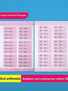 1PC 80 Pages/66 Pages Handwritten Arithmetic Practice Notebook Addition And Subtraction Math Learning Workbook (All Accessories Are Random Color And Style) Office, School, Painting, Students, Markers, Stationery, Boys, Girls, School Supplies (Product Contains A Small Amount Of Chinese Characters, Does Not Affect Normal Use, Please Buy With Confidence) School Supplies Classroom, School Supplies For Girls - Multicolor - View 8