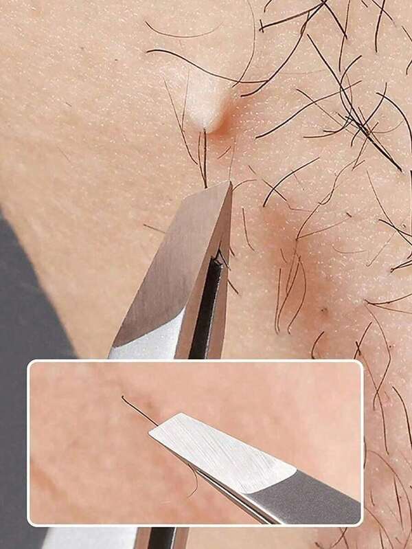 1 pieza Pinza de cejas de acero inoxidable - Ideal para la eliminación del vello facial, el vello encarnado y las astillas, herramienta de depilación, apta para hombres y mujeres, estilo aleatorio