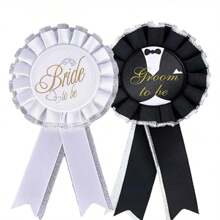 4pcs Groom & Bride Wedding Party Decoration Set, Including Shoulder Strap Badge, Ceremonial Attire Accessory, Wedding Event Costume Party Supplies
