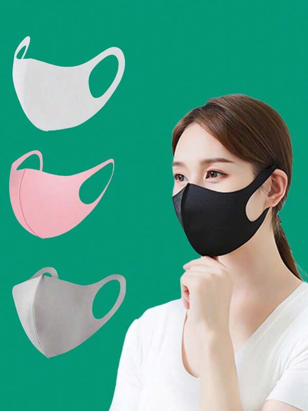 2/5 Knitted Dust-Proof, Waterproof, Breathable Masks, Ice Silk Mask, Black Mask, Waterproof, Dustproof