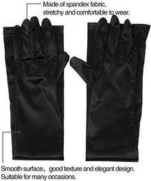 Guantes de seda para fiesta de ópera 1920s de Mujer, Guantes largos hasta el codo para vestido de noche nupcial, 55 cm de largo - Verde Oscuro - Ver 8