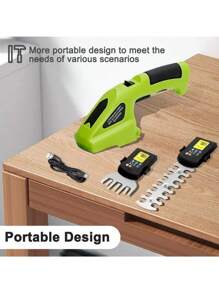 Taille-haies et tondeuse à gazon sans fil, lames en alliage de titane, rechargeable USB, outil de jardinage portatif, cisailles et coupe-herbe, décoration de jardin extérieur avec fond de décoration de vacances (batterie intégrée 2000 mAh)