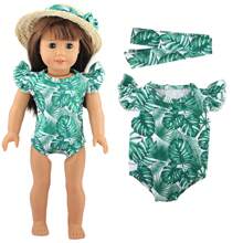 1 pieza Ropa para muñeca americana de 18", Traje de baño para muñeca con diseños lindos y coloridos de hojas, teñido anudado, y estampado leopardo, con diseño de manga acampanada, excelente regalo de cumpleaños/festividad para niñas y niños pequeños