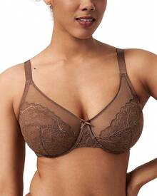 Minimizer Bras Women Full Coverage Underwire Bras Plus Size Lifting Lace Bra Heavy Breast - 咖啡棕 - 查看 4