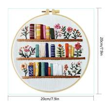 1 pieza Kit de bordado, 20x20cm/7.9x7.9-Pulgadas Flores para estantería, Kit de bordado hecho a mano DIY, Adecuado para adultos y principiantes, Incluye manual de instrucciones, tela impresa, bastidor de bordado y aguja e hilo