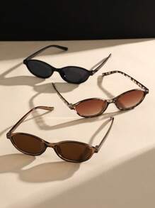 3pcs Geometric Plastic Full Frame Multicolor Leopard Retro Personalized Women Fashion Glasses For Holiday Gift Street Snap Tropical Beach Vacay Going Out Outfit Appointment Outfits Fashion Accessories ,Back To School,Preppy Style,School Look